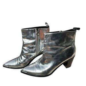 Acne Metallic Silver Ankle Boots